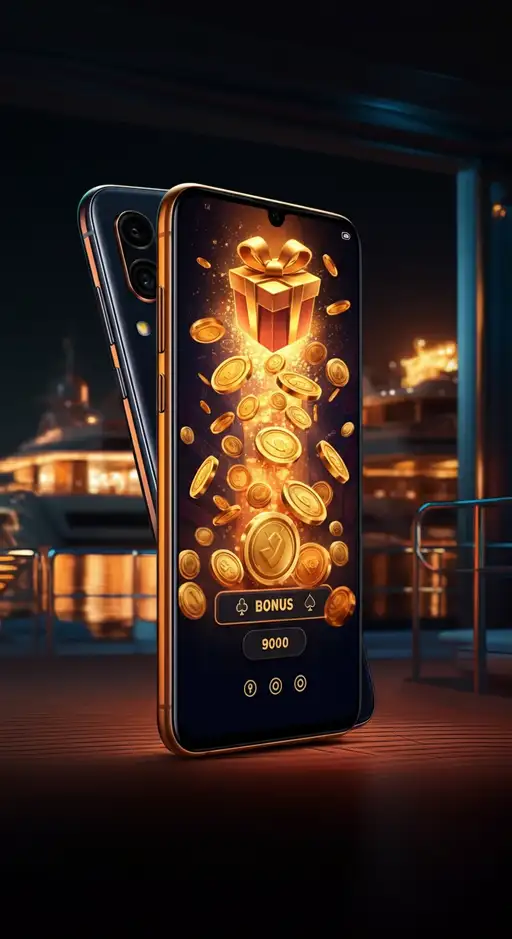 Afbeelding van welkomstbonus banner met gouden panda mascotte en stapel casinofiches bij Golden Panda Casino